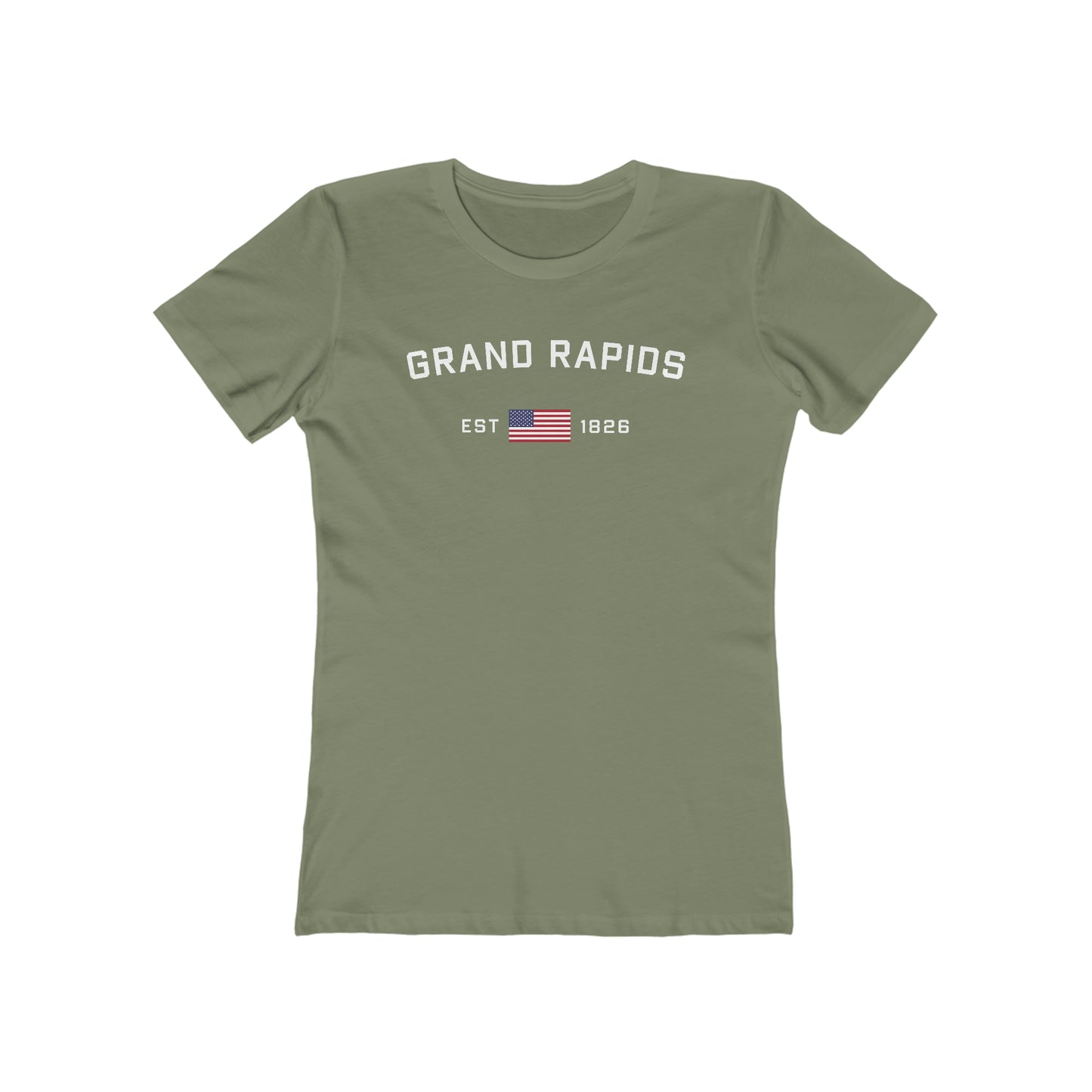 'Grand Rapids EST 1826' (w/USA Flag Outline) | Women's Boyfriend Cut