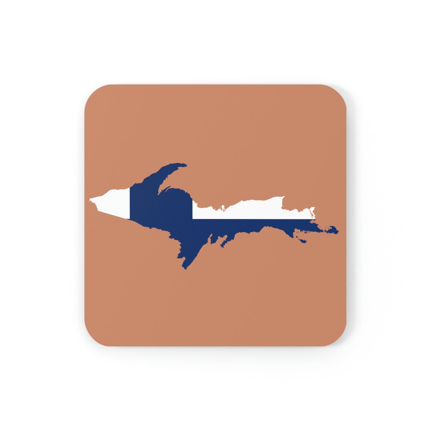 Michigan Upper Peninsula Coaster Set (Copper Color w/ UP Ukraine Flag Outline) | Corkwood - 4 pack