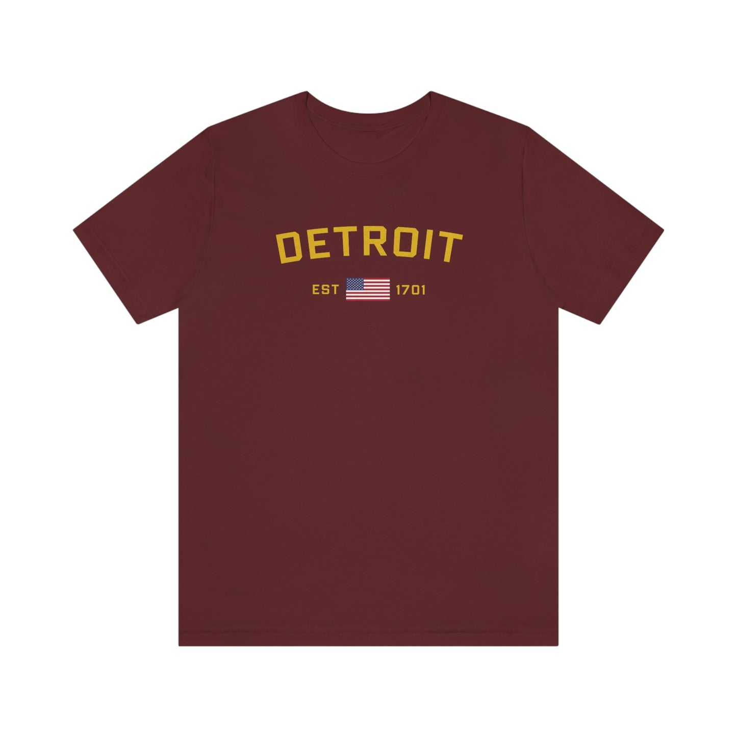 'Detroit Est 1701' T-Shirt (w/ United States Flag) | Unisex Standard Fit