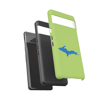 Michigan Upper Peninsula Tough Phone Case (Gooseberry Green w/ Azure UP Outline) | Samsung & Pixel Android