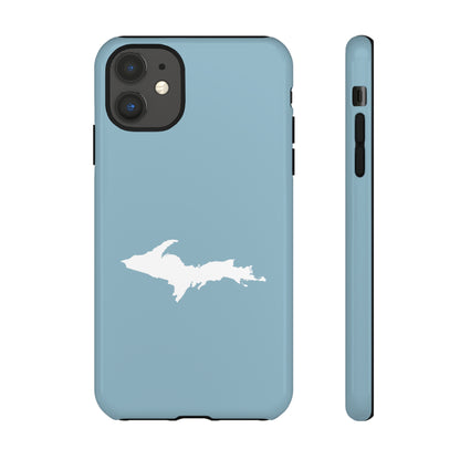 Michigan Upper Peninsula Tough Phone Case (Opal Blue w/ UP Outline) | Apple iPhone