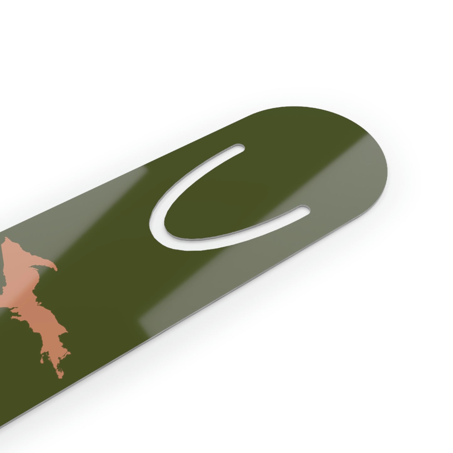 Michigan Upper Peninsula Metal Bookmark (w/ Copper UP Outline) | Army Green