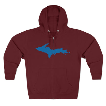 Michigan Upper Peninsula Full-Zip Hoodie (w/ Azure UP Outline)