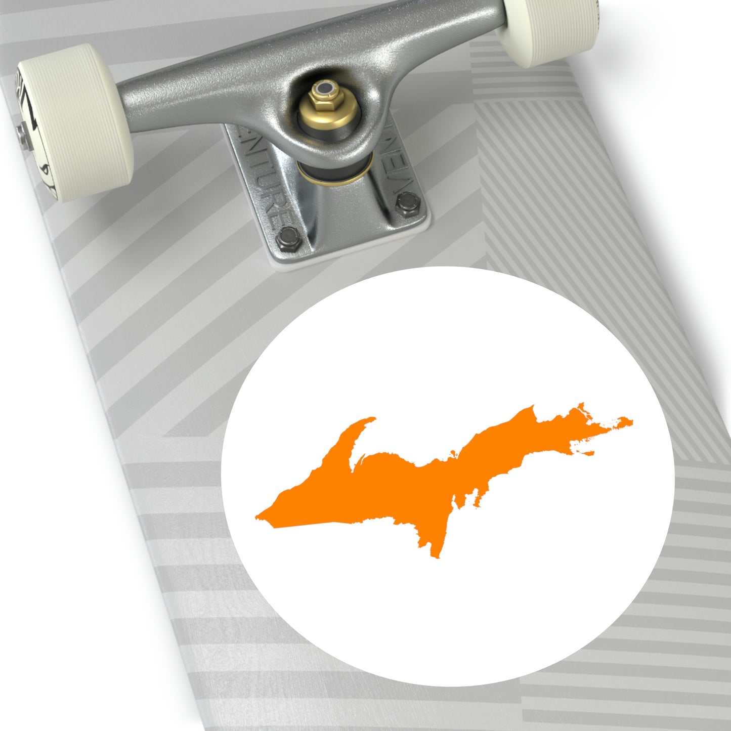 Michigan Upper Peninsula Round Stickers ( w/ Orange UP Outline) | Indoor\Outdoor