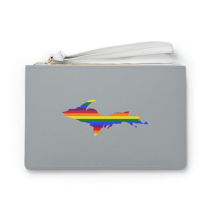 Michigan Upper Peninsula Clutch Bag (Silver w/ UP Pride Flag Outline)