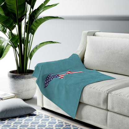 Michigan Upper Peninsula Plush Blanket (w/ UP USA Flag Outline) | Lake Huron Blue