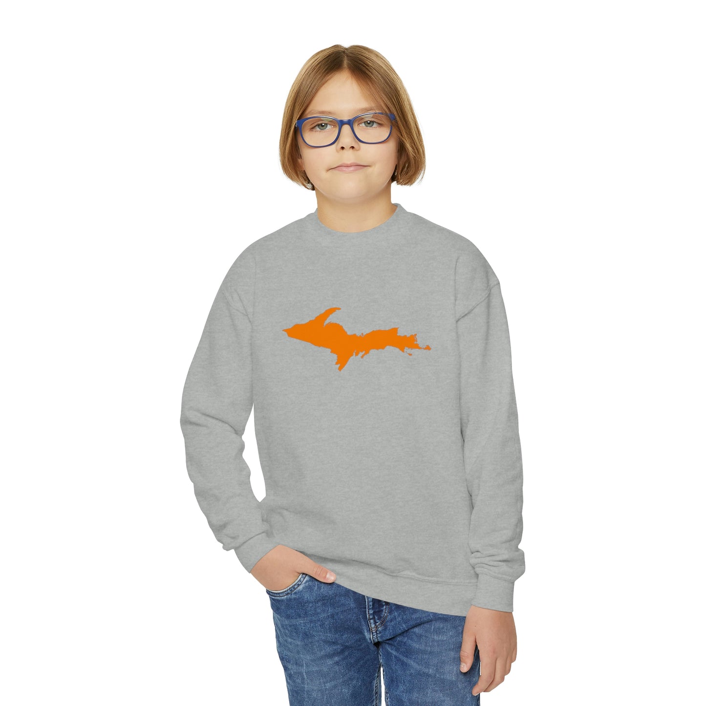 Michigan Upper Peninsula Youth Sweatshirt (w/ Orange UP Outline)