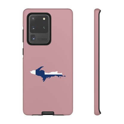 Michigan Upper Peninsula Tough Phone Case (Cherry Blossom Pink w/ UP Finland Flag Outline) | Samsung & Pixel Android