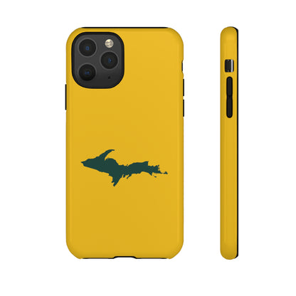 Michigan Upper Peninsula Tough Phone Case (Gold w/ Green UP Outline) | Apple iPhone