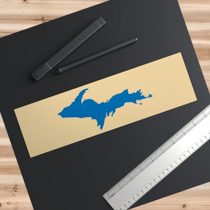 Michigan Upper Peninsula Bumper Sticker (w/ Azure UP Outline) | Maple Color Background