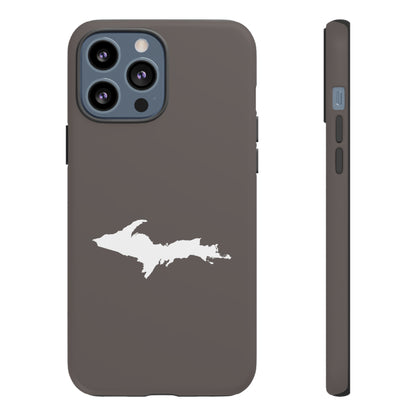 Michigan Upper Peninsula Tough Phone Case (Warren Tank Grey w/ UP Outline) | Apple iPhone