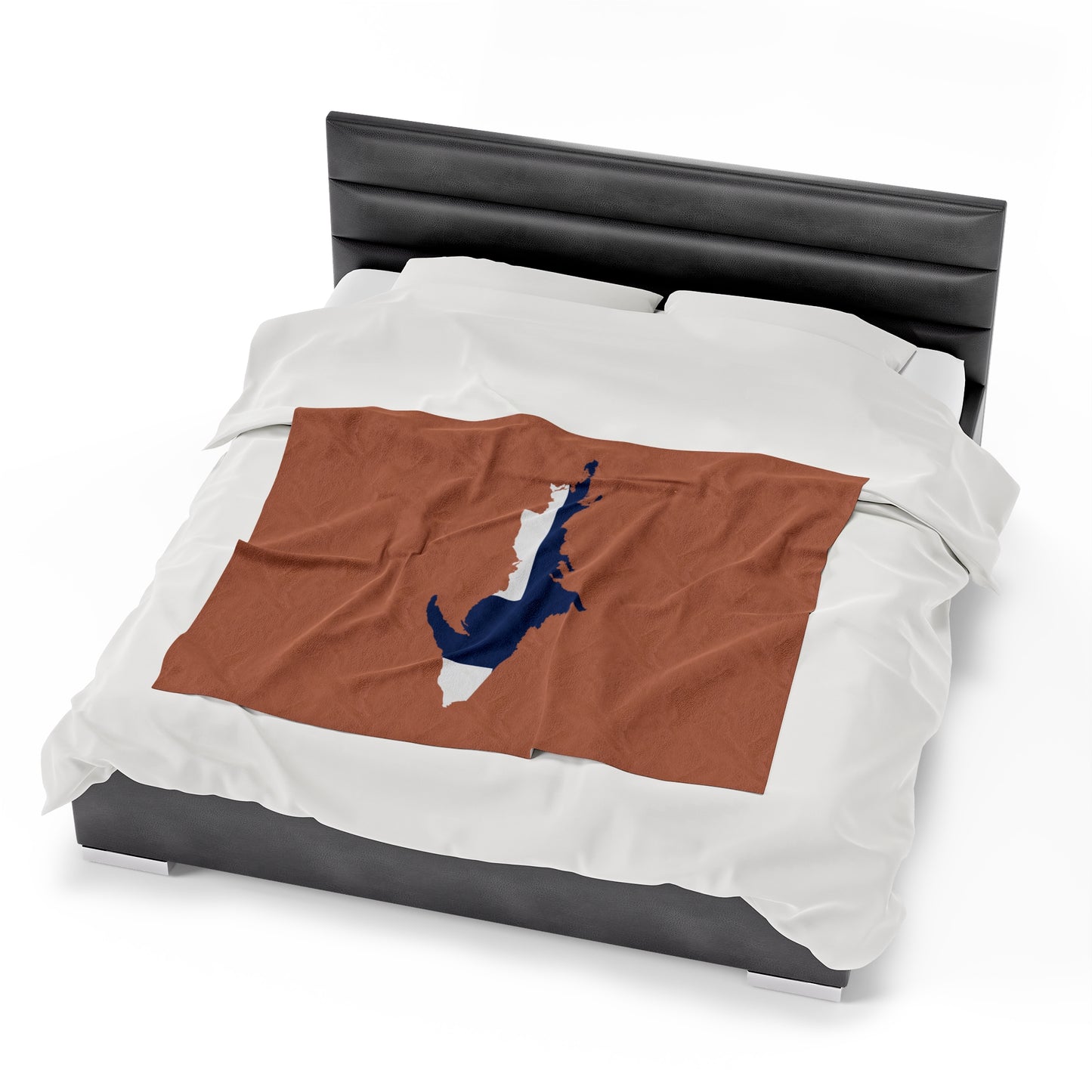 Michigan Upper Peninsula Plush Blanket (w/ UP Finland Flag Outline) | Copper Color