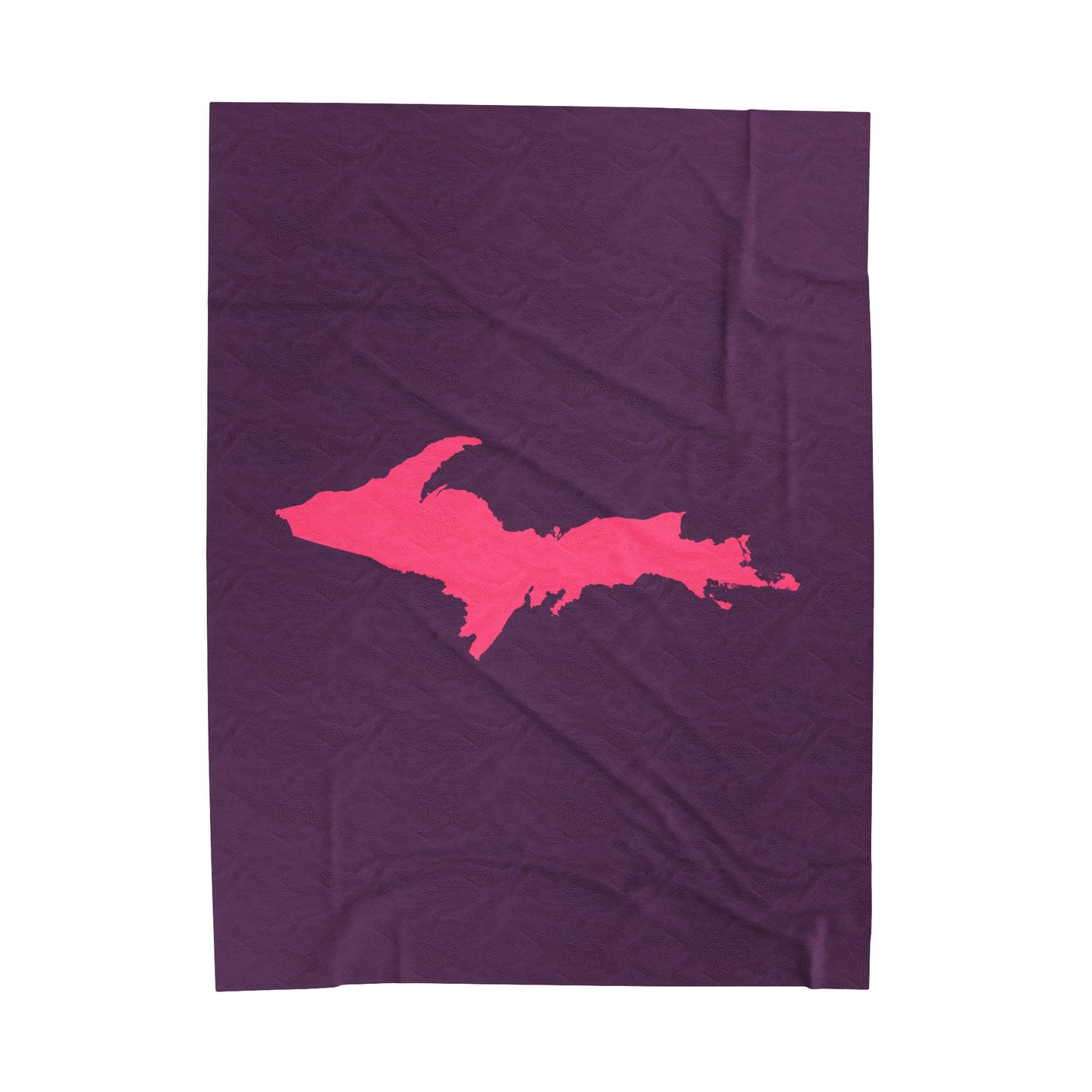 Michigan Upper Peninsula Plush Blanket (w/ Pink UP Outline) | Plum