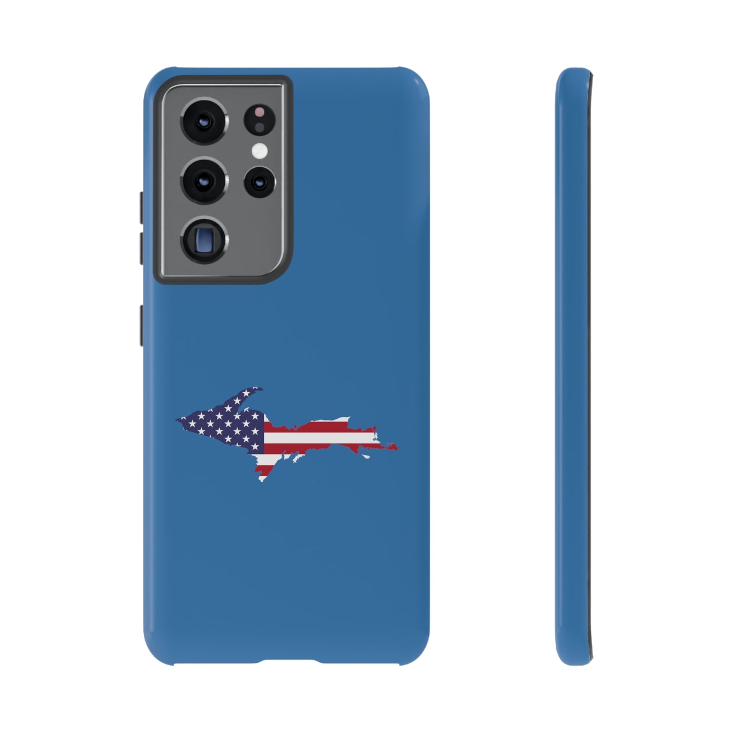 Michigan Upper Peninsula Tough Phone Case (Lake Superior Blue w/ UP USA Flag Outline) | Samsung & Pixel Android