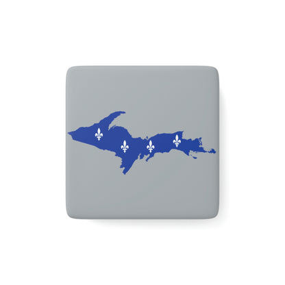 Michigan Upper Peninsula Porcelain Magnet (Silver w/ UP Quebec Flag Outline)