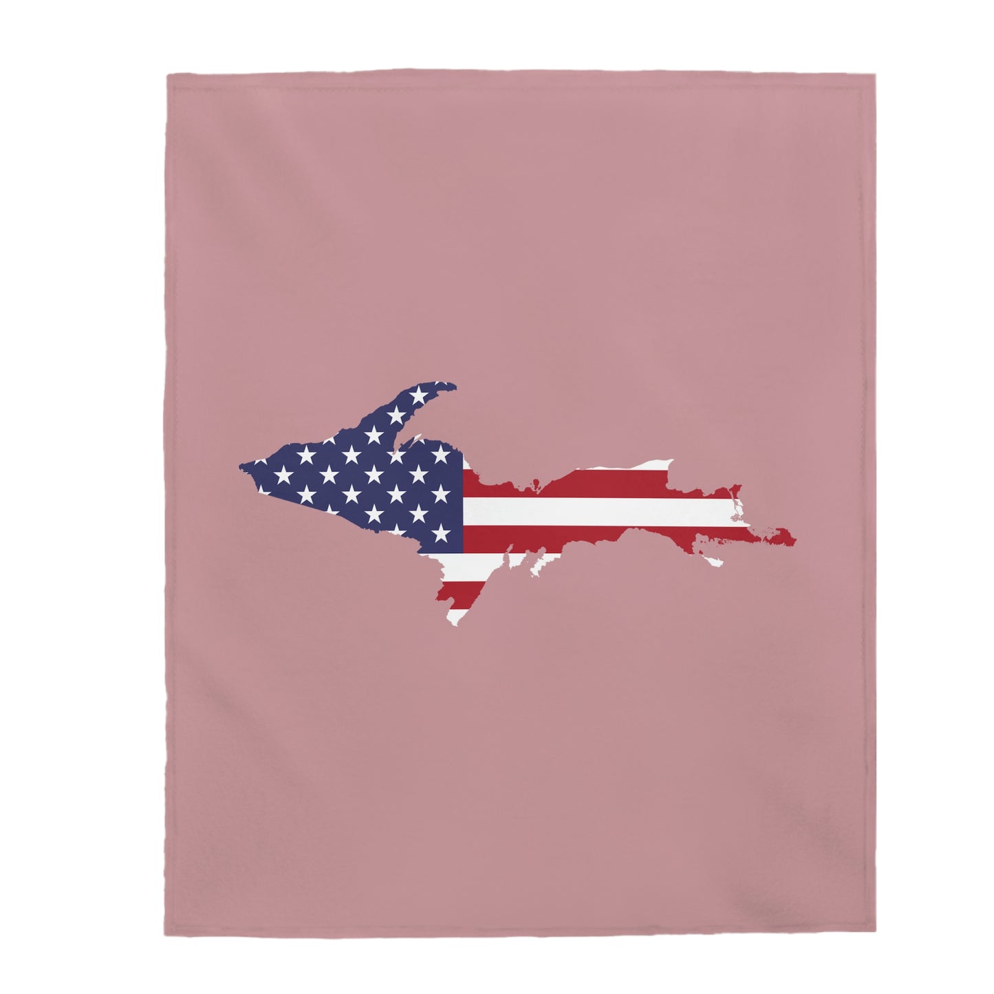 Michigan Upper Peninsula Plush Blanket (w/ UP USA Flag Outline) | Cherry Blossom Pink