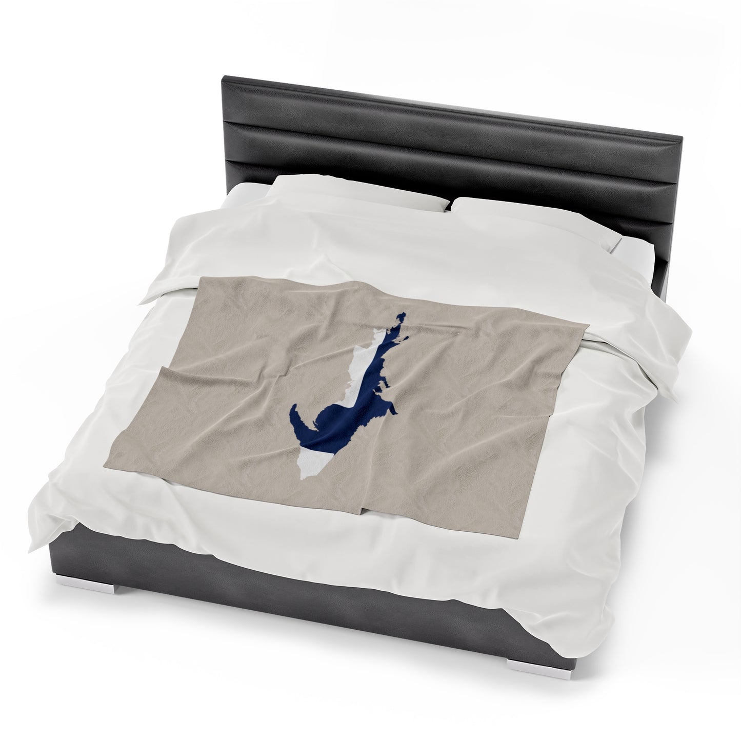 Michigan Upper Peninsula Plush Blanket (w/ UP Finland Flag Outline) | Canvas Color