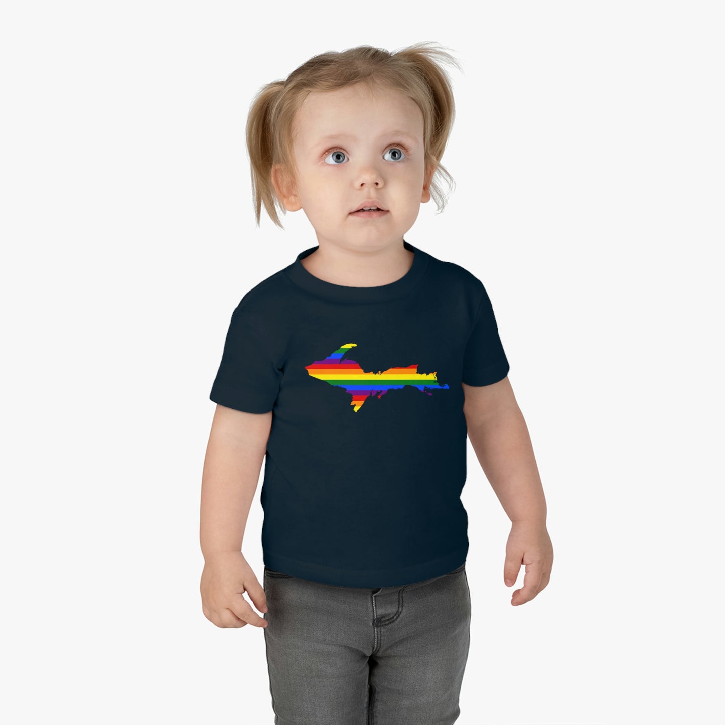 Michigan Upper Peninsula Infant T-Shirt (w/ UP Pride Flag Outline) | Short Sleeve