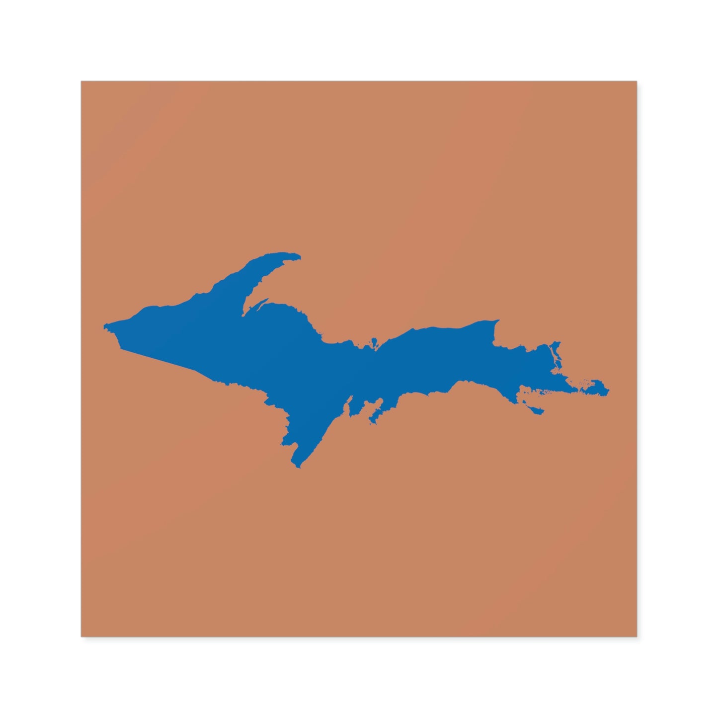 Michigan Upper Peninsula Square Sticker (Copper Color w/ Azure UP Outline) | Indoor/Outdoor