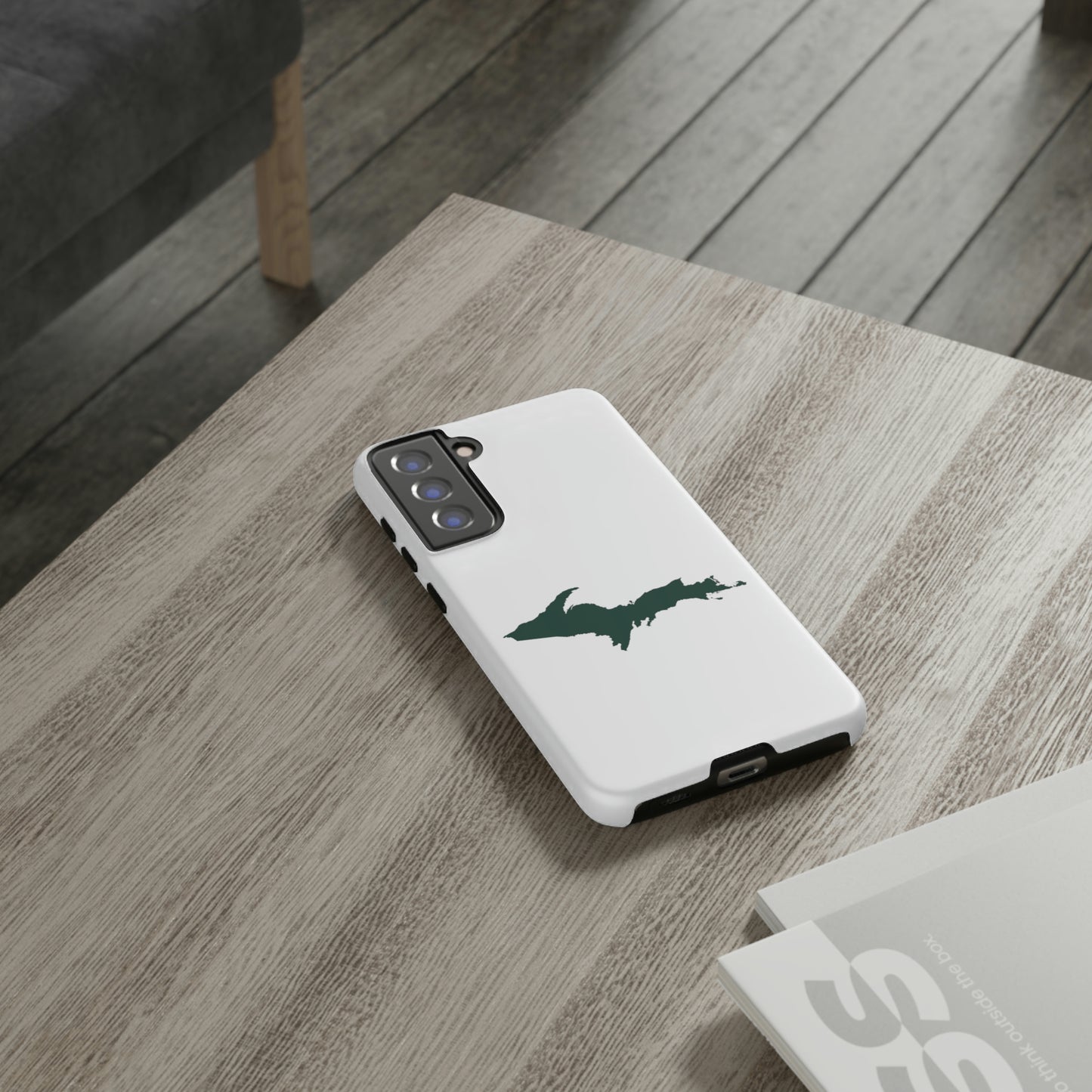 Michigan Upper Peninsula Tough Phone Case (w/ Green UP Outline) | Samsung & Pixel Android