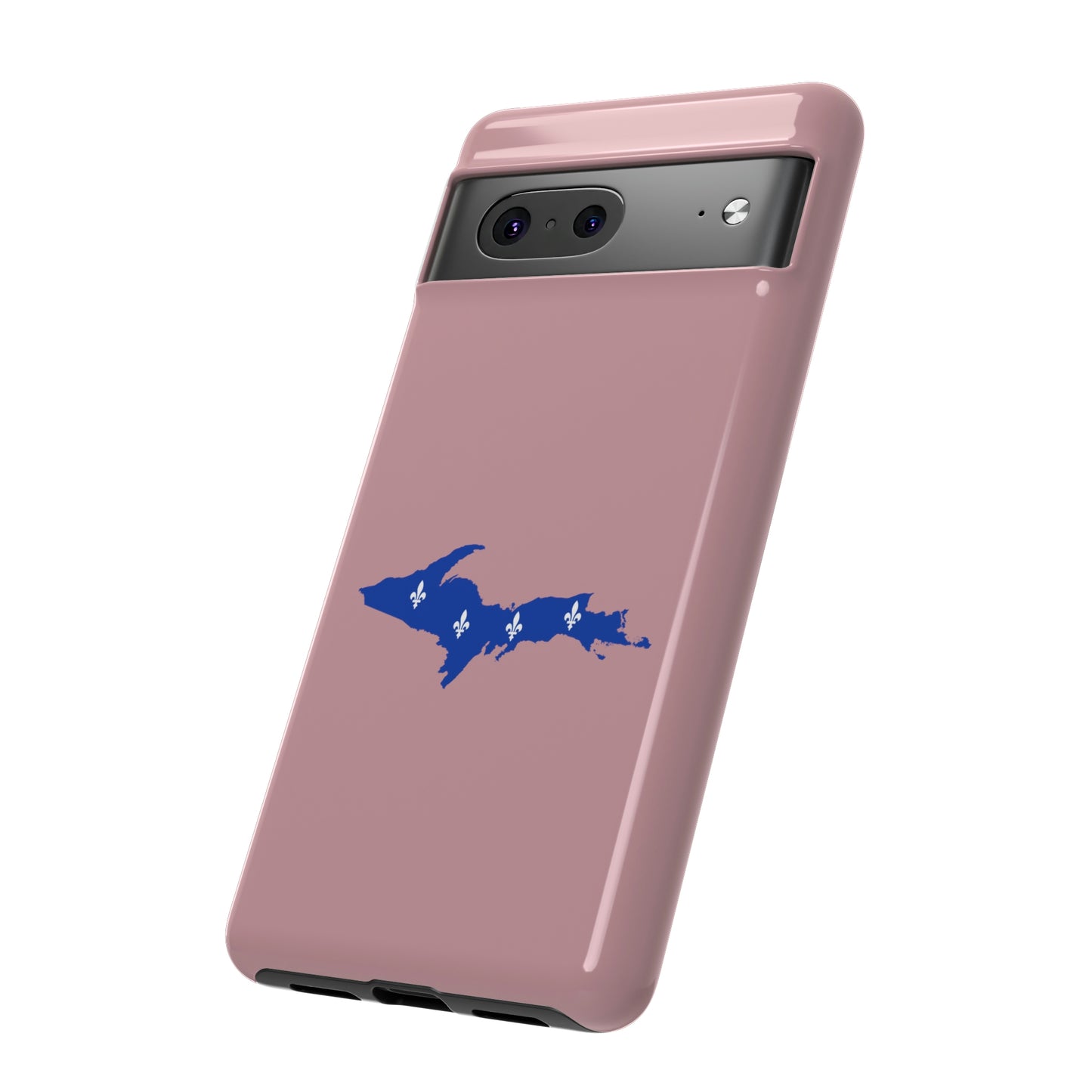 Michigan Upper Peninsula Tough Phone Case (Cherry Blossom Pink w/ UP Quebec Flag Outline) | Samsung & Pixel Android