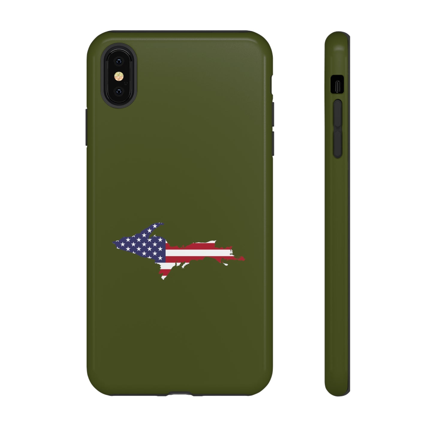 Michigan Upper Peninsula Tough Phone Case (Army Green w/ UP USA Outline) | Apple iPhone