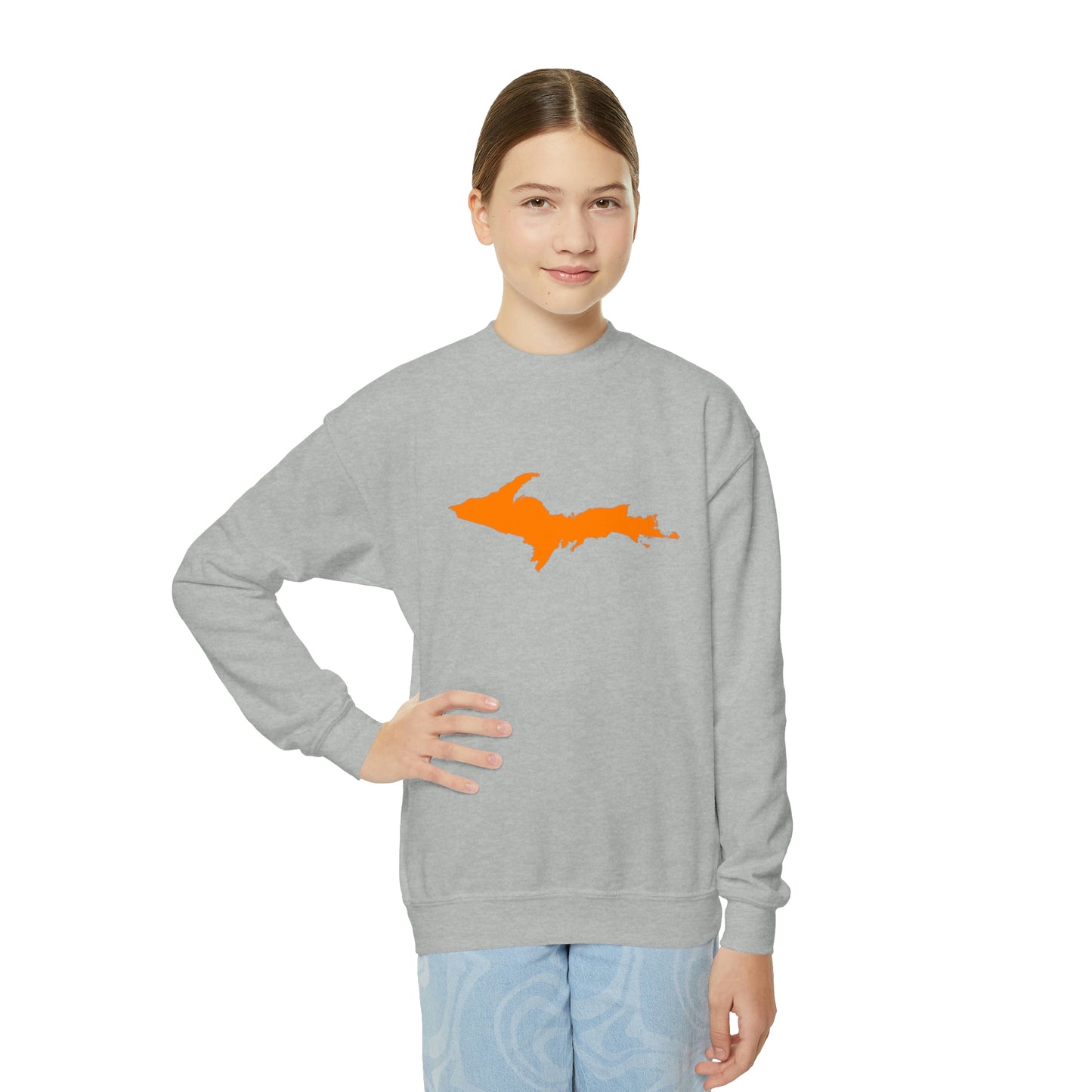 Michigan Upper Peninsula Youth Sweatshirt (w/ Orange UP Outline)