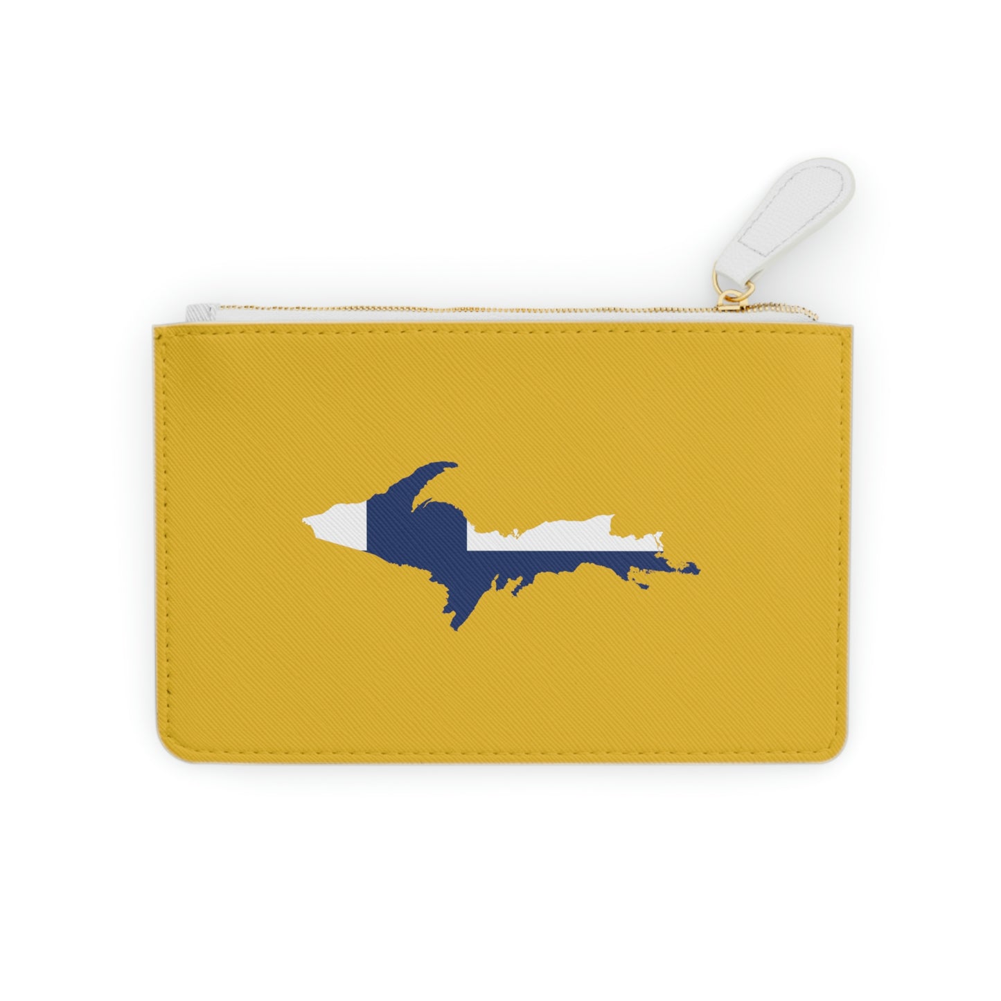 Michigan Upper Peninsula Mini Clutch Bag (Gold w/ UP Finland Flag Outline)