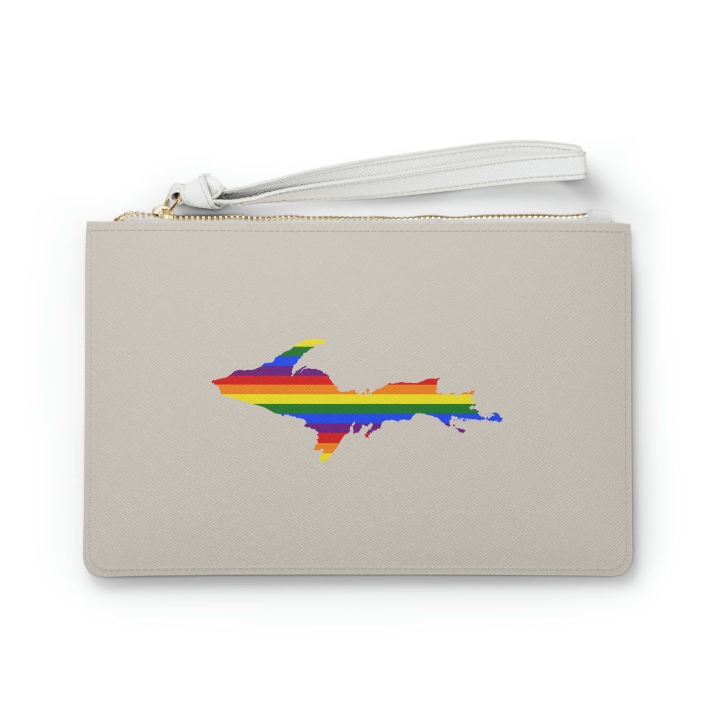 Michigan Upper Peninsula Clutch Bag (Canvas Color w/ UP Pride Flag Outline)