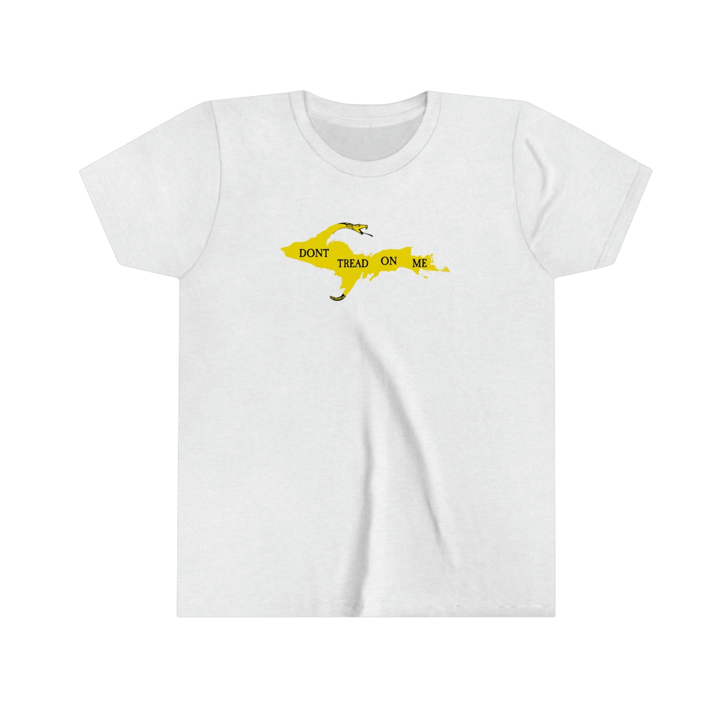 Michigan Upper Peninsula 'Don't Tread On Me' T-Shirt (w/ UP Gadsen Flag Outline) | Youth Short Sleeve