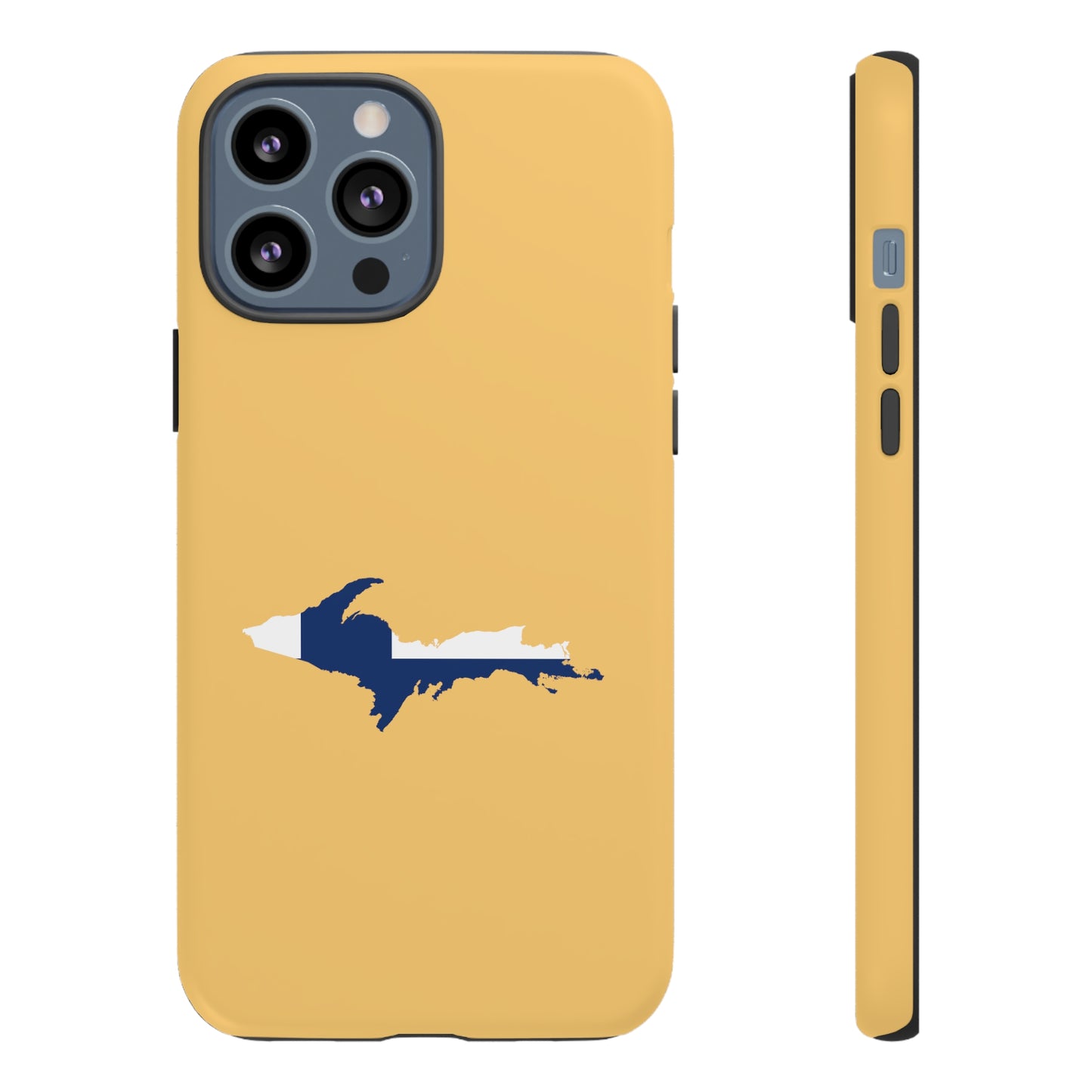 Michigan Upper Peninsula Tough Phone Case (Citrine w/ UP Finland Flag Outline) | Apple iPhone