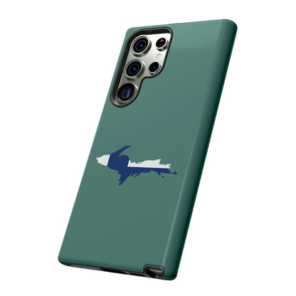 Michigan Upper Peninsula Tough Phone Case (Copper Green w/ UP Finland Flag Outline) | Samsung & Pixel Android