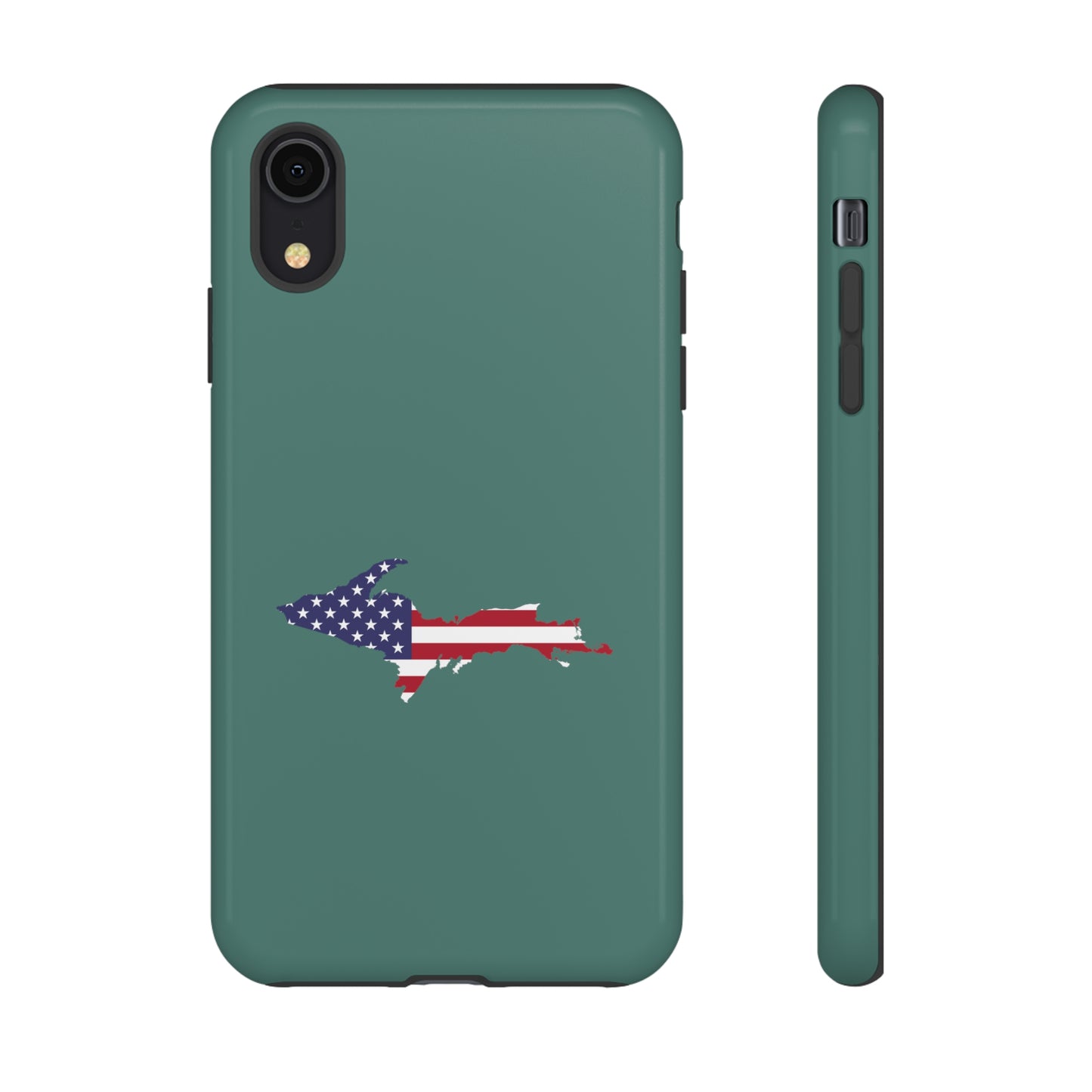 Michigan Upper Peninsula Tough Phone Case (Copper Green w/ UP USA Outline) | Apple iPhone