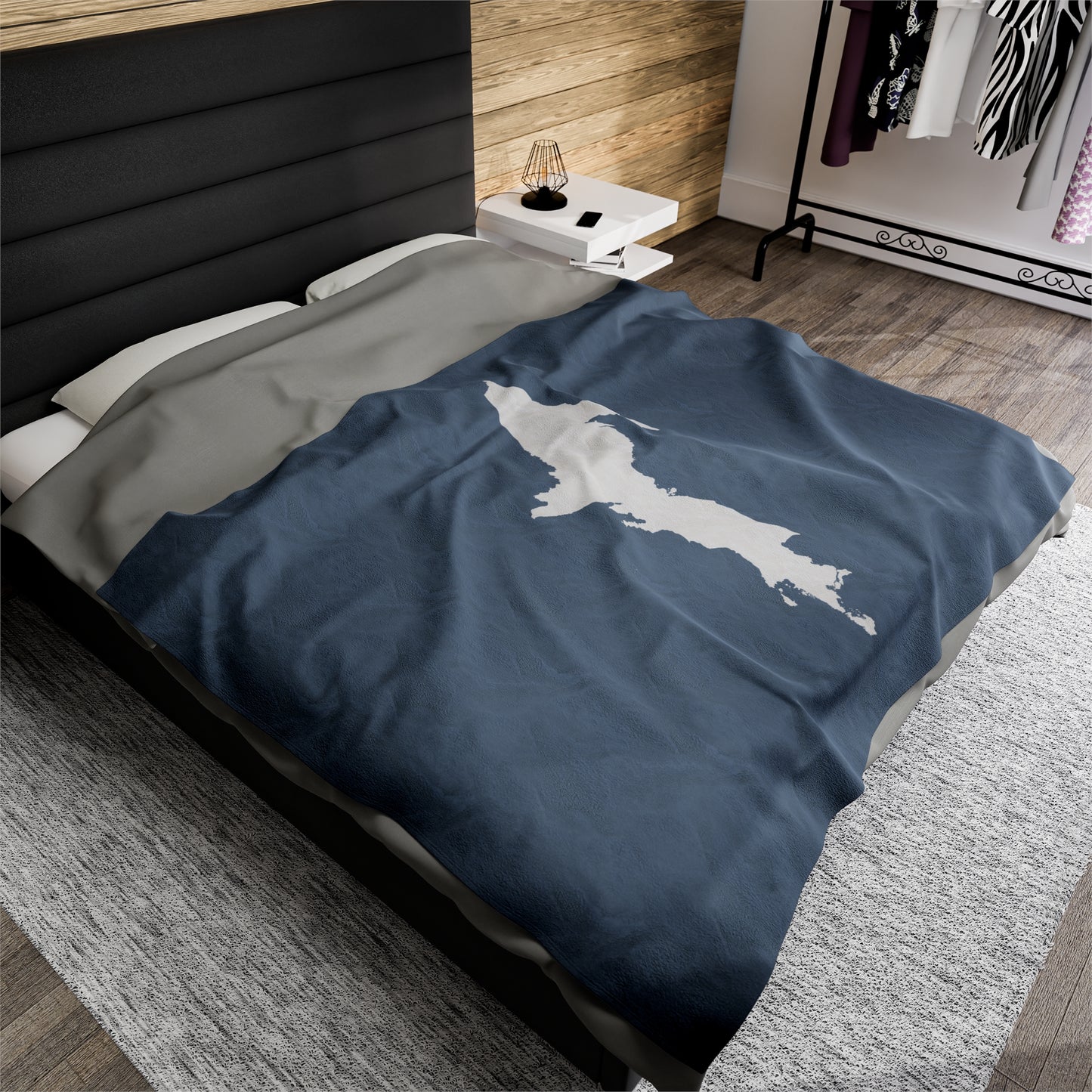 Michigan Upper Peninsula Plush Blanket (w/ UP Outline) | B-24 Liberator Grey