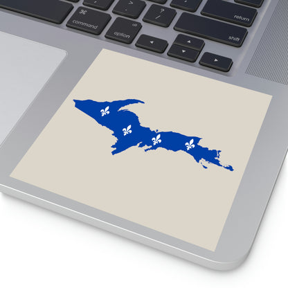 Michigan Upper Peninsula Square Sticker (Canvas Color w/ UP Quebec Flag Outline) | Indoor/Outdoor