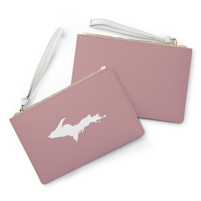 Michigan Upper Peninsula Clutch Bag (Cherry Blossom Pink w/UP Outline)