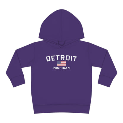 'Detroit Michigan' Hoodie (w/USA Flag Outline) | Unisex Toddler