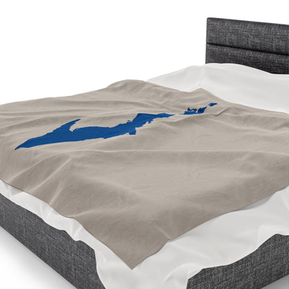 Michigan Upper Peninsula Plush Blanket (w/ Azure UP Outline) | Canvas Color