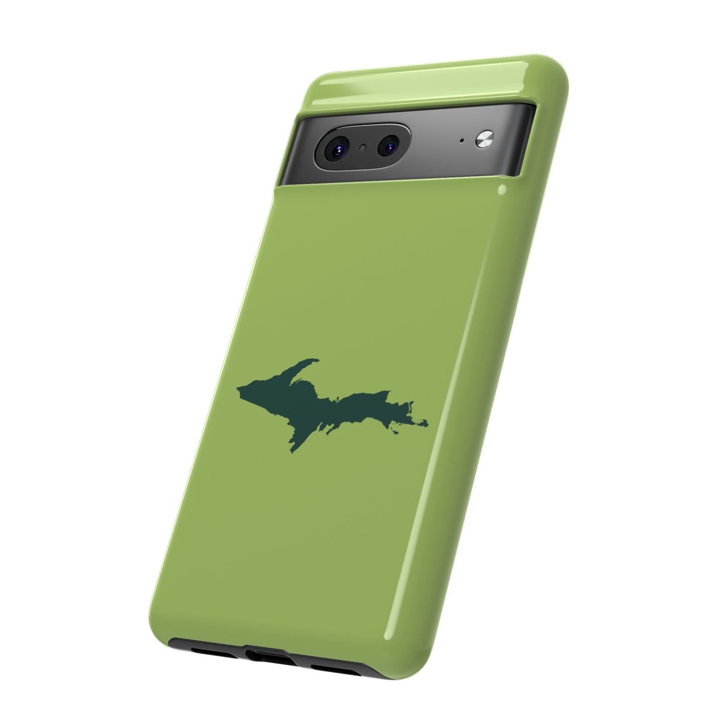 Michigan Upper Peninsula Tough Phone Case (Gooseberry Green w/ Green UP Outline) | Samsung & Pixel Android