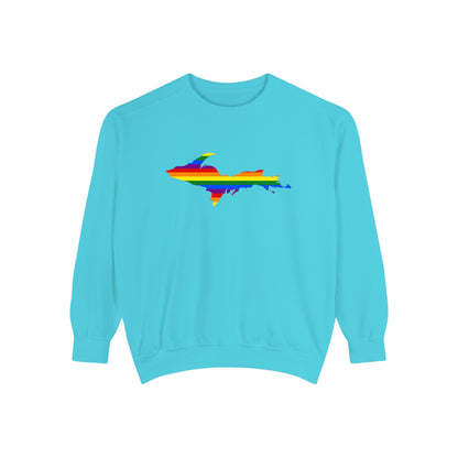 Michigan Upper Peninsula Sweatshirt (w/ UP Pride Flag Outline) | Unisex Garment Dyed