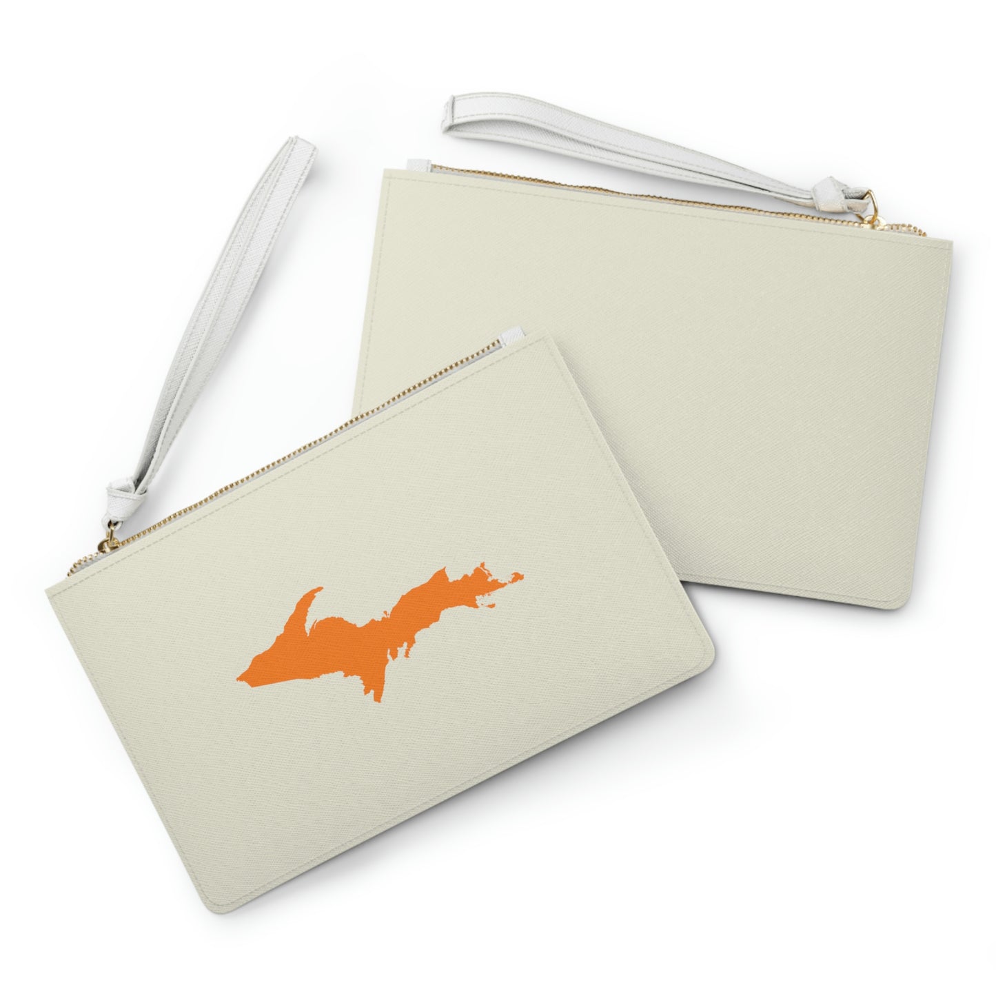 Michigan Upper Peninsula Clutch Bag (Ivory White w/ Orange UP Outline)