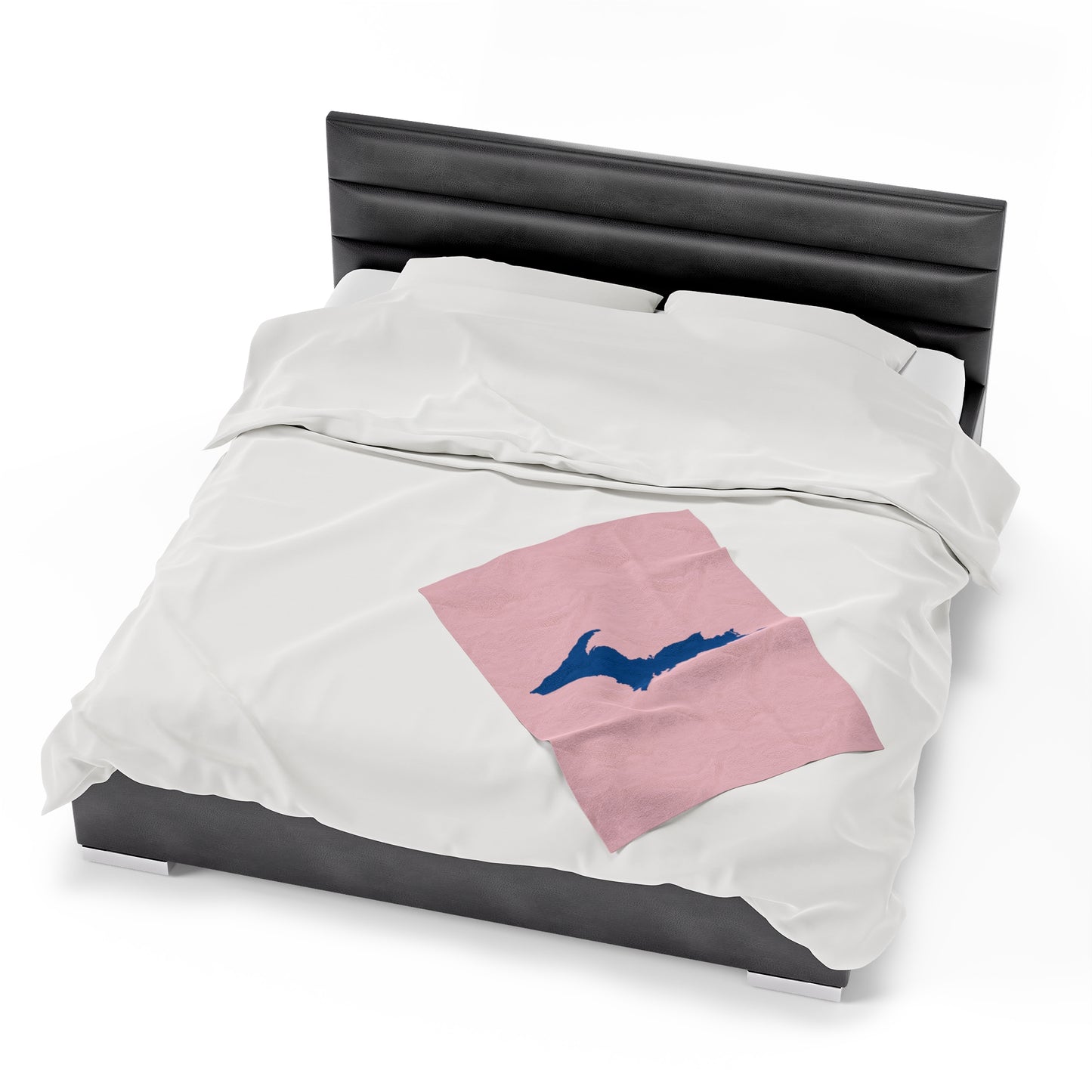 Michigan Upper Peninsula Plush Blanket (w/ Azure UP Outline) | Pale Pink