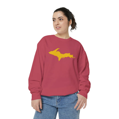 Michigan Upper Peninsula Sweatshirt (w/ Gold UP Outline) | Unisex Garment Dyed