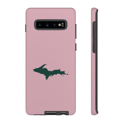 Michigan Upper Peninsula Tough Phone Case (Pink w/ Green UP Outline) | Samsung & Pixel Android