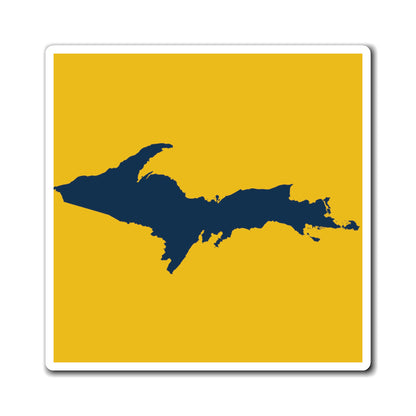 Michigan Upper Peninsula Square Magnet (Gold w/ Navy UP Outline)