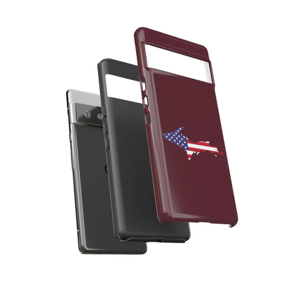 Michigan Upper Peninsula Tough Phone Case (Old Mission Burgundy w/ UP USA Flag Outline) | Samsung & Pixel Android