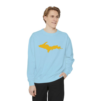 Michigan Upper Peninsula Sweatshirt (w/ Gold UP Outline) | Unisex Garment Dyed