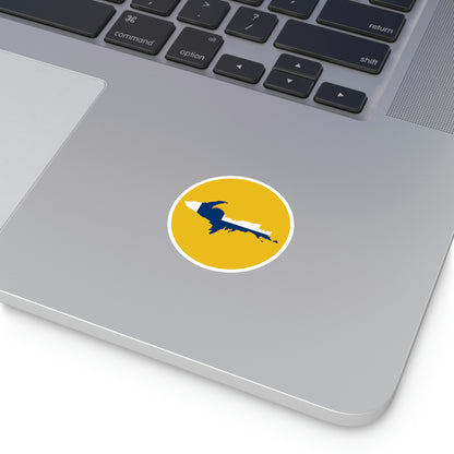 Michigan Upper Peninsula Round Stickers (Gold w/ UP Finland Flag Outline) | Indoor\Outdoor