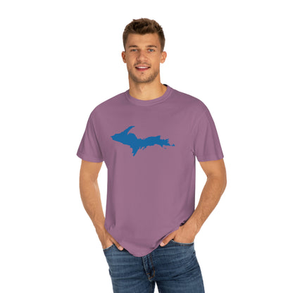 Michigan Upper Peninsula T-Shirt (w/ Azure UP Outline) | Unisex Garment-Dyed