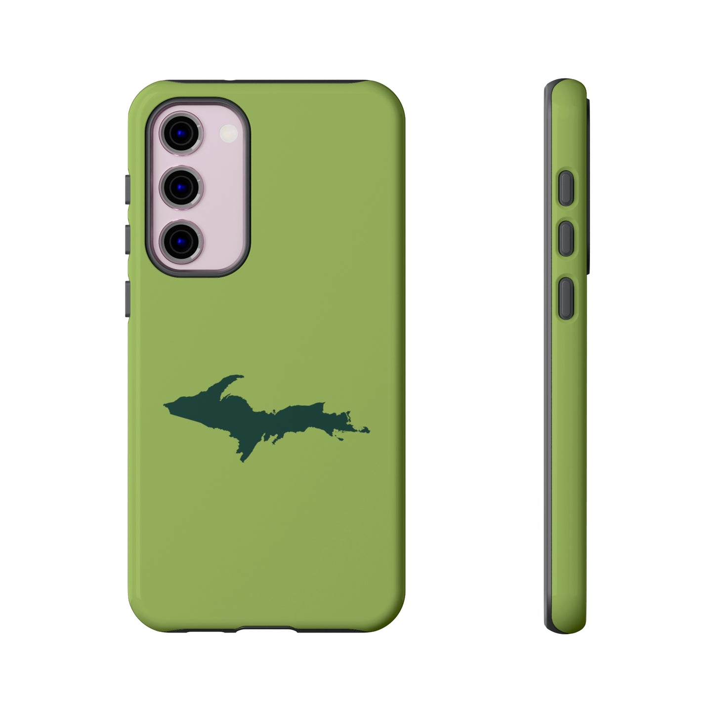 Michigan Upper Peninsula Tough Phone Case (Gooseberry Green w/ Green UP Outline) | Samsung & Pixel Android